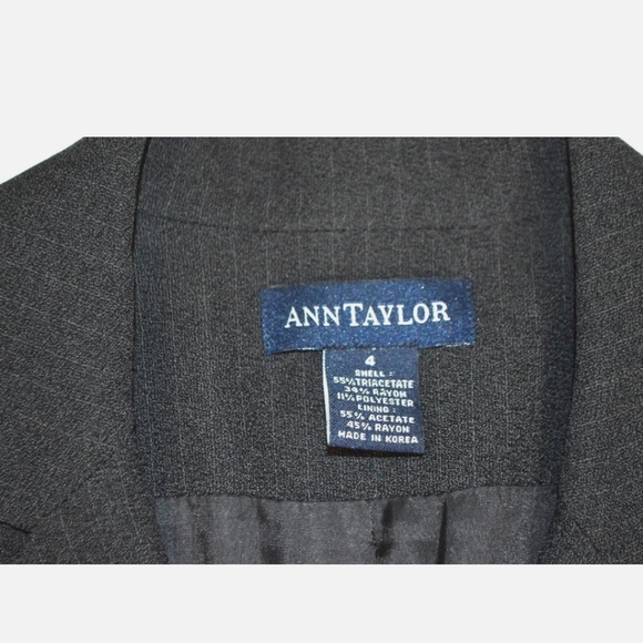 ANN TAYLOR Women's Gray Pinstripe Blazer Suit Jacket Size 4 - Picture 5 of 9